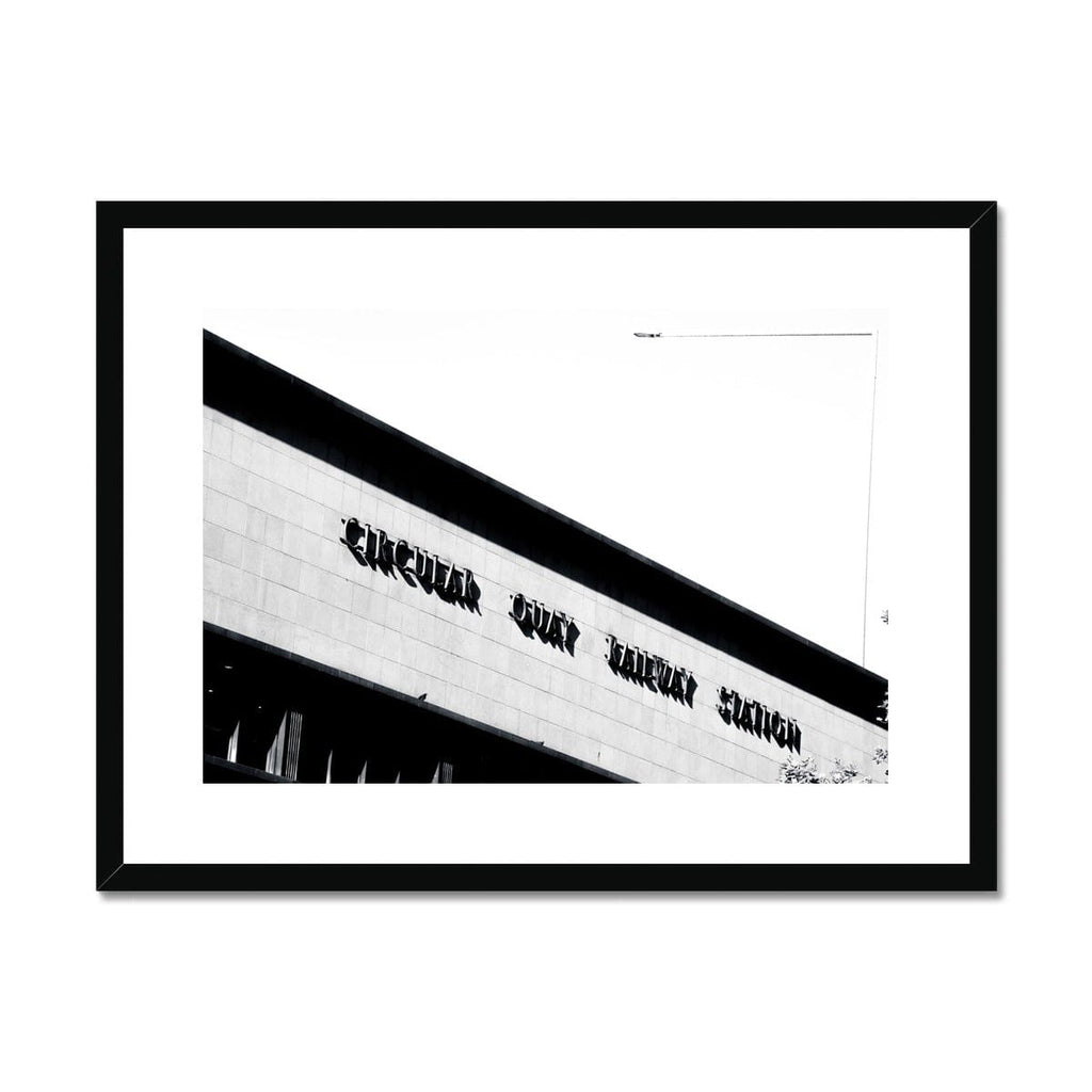 SeekandRamble Framed A4 Landscape (29x21cm / Black Frame Circular Quay Station Art Deco Monochrome Framed Print