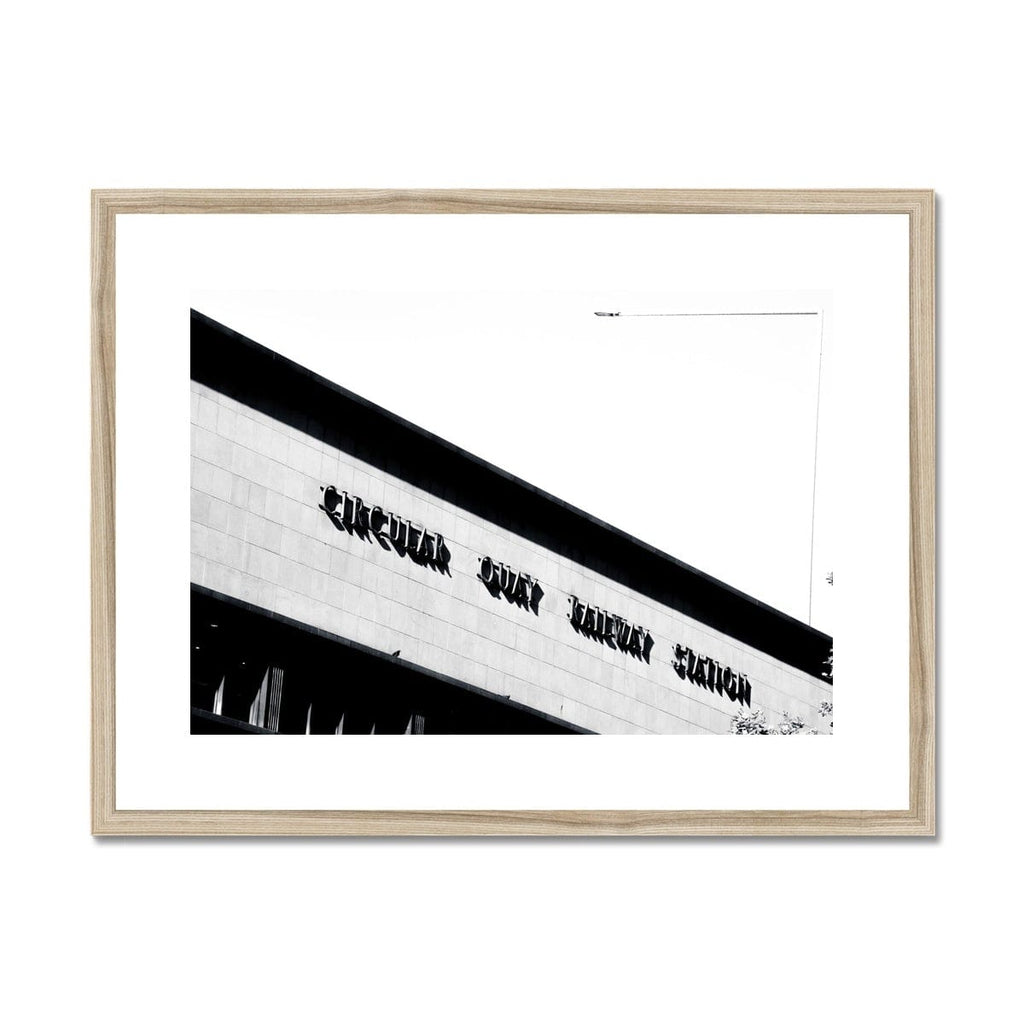 SeekandRamble Framed A4 Landscape (29x21cm / Natural Frame Circular Quay Station Art Deco Monochrome Framed Print