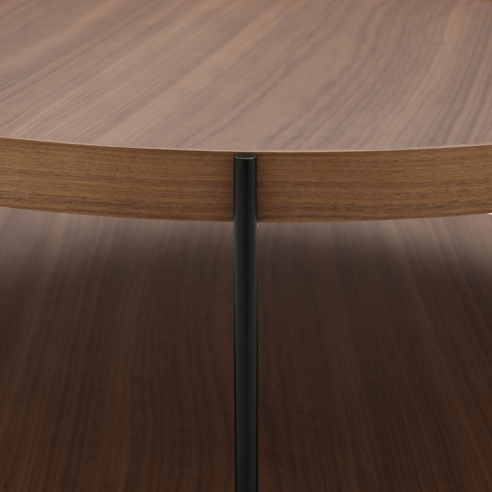 Seek & Ramble Side Tables Cleo 40cm Round Side Table With Storage Shelf Walnut