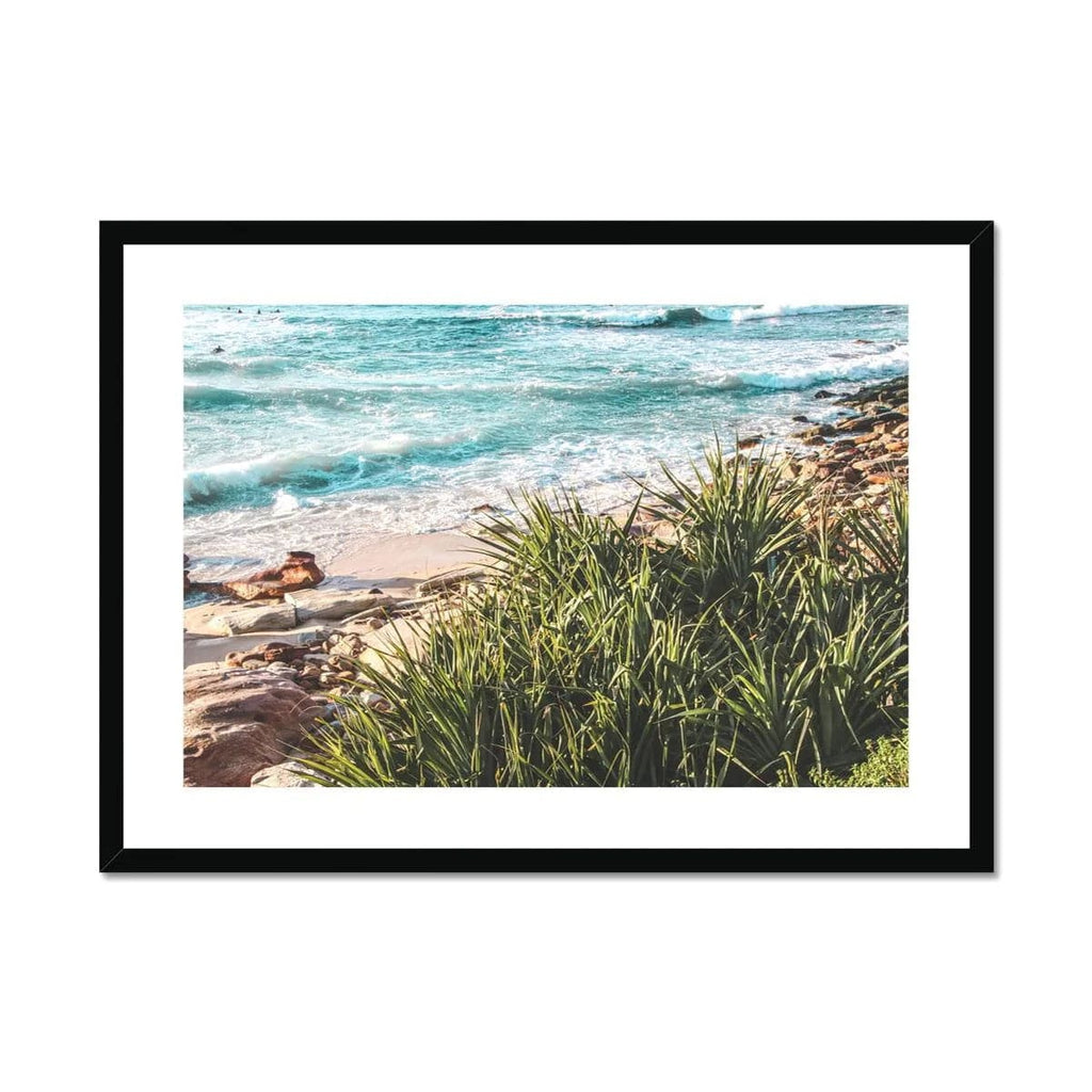 SeekandRamble Framed A4 Landscape / Black Frame Coastal Beach Edge Framed & Mounted Print