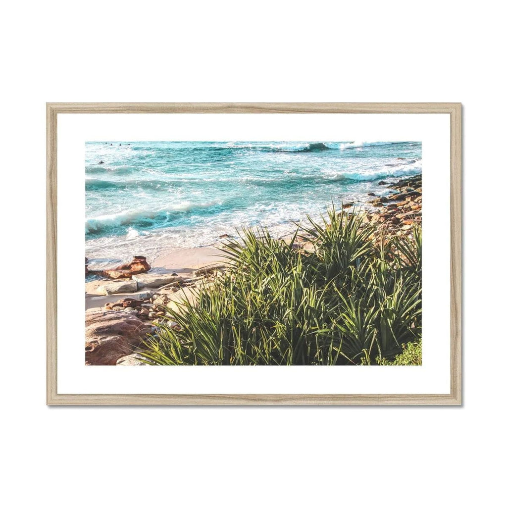 SeekandRamble Framed A4 Landscape / Natural Frame Coastal Beach Edge Framed & Mounted Print