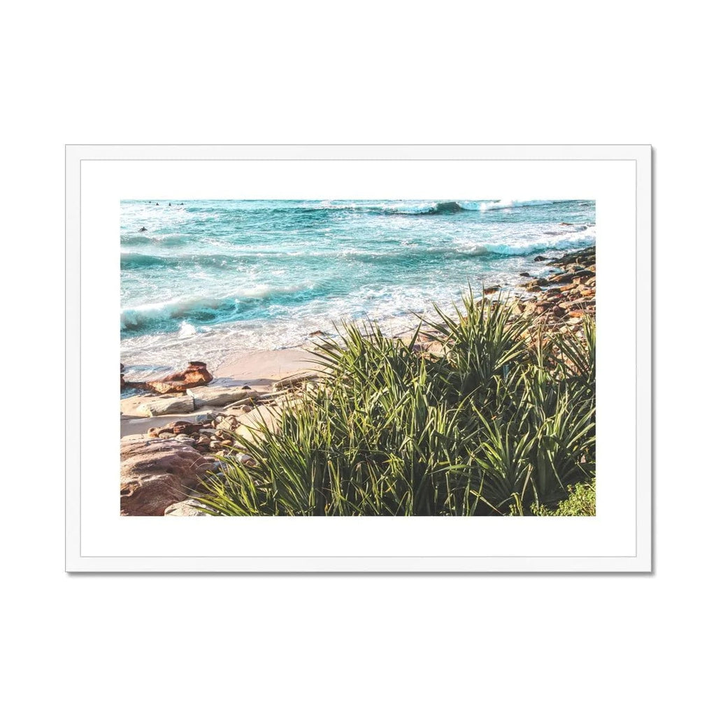SeekandRamble Framed A4 Landscape / White Frame Coastal Beach Edge Framed & Mounted Print