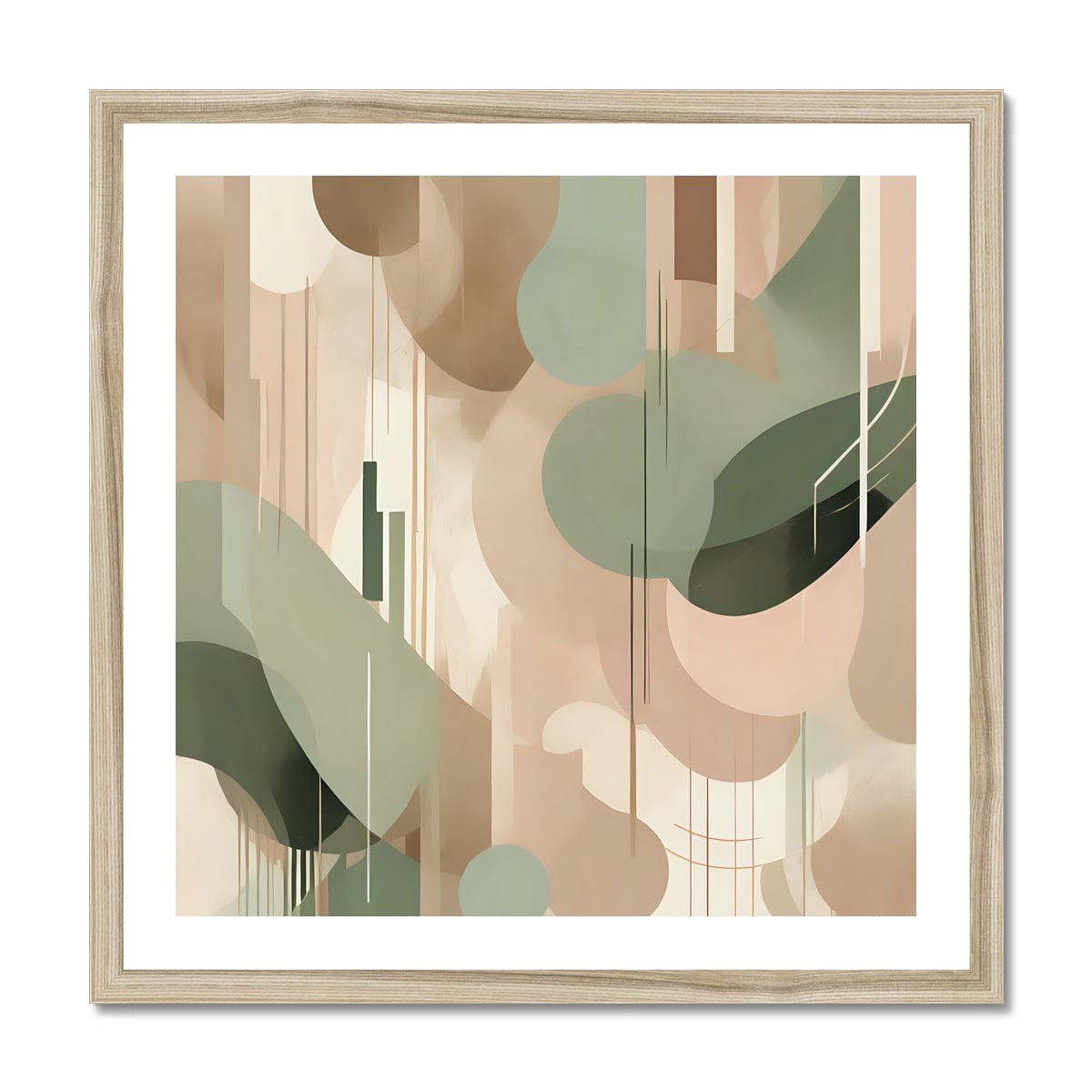 Seek & Ramble Framed 12"x12" / Natural Frame Abstract Sage #1 Framed Print