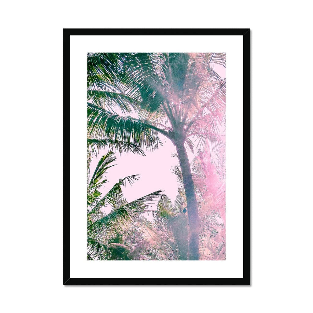 Seek & Ramble Framed 16"x20" / Black Frame Pink Palm Trees Framed & Mounted Print