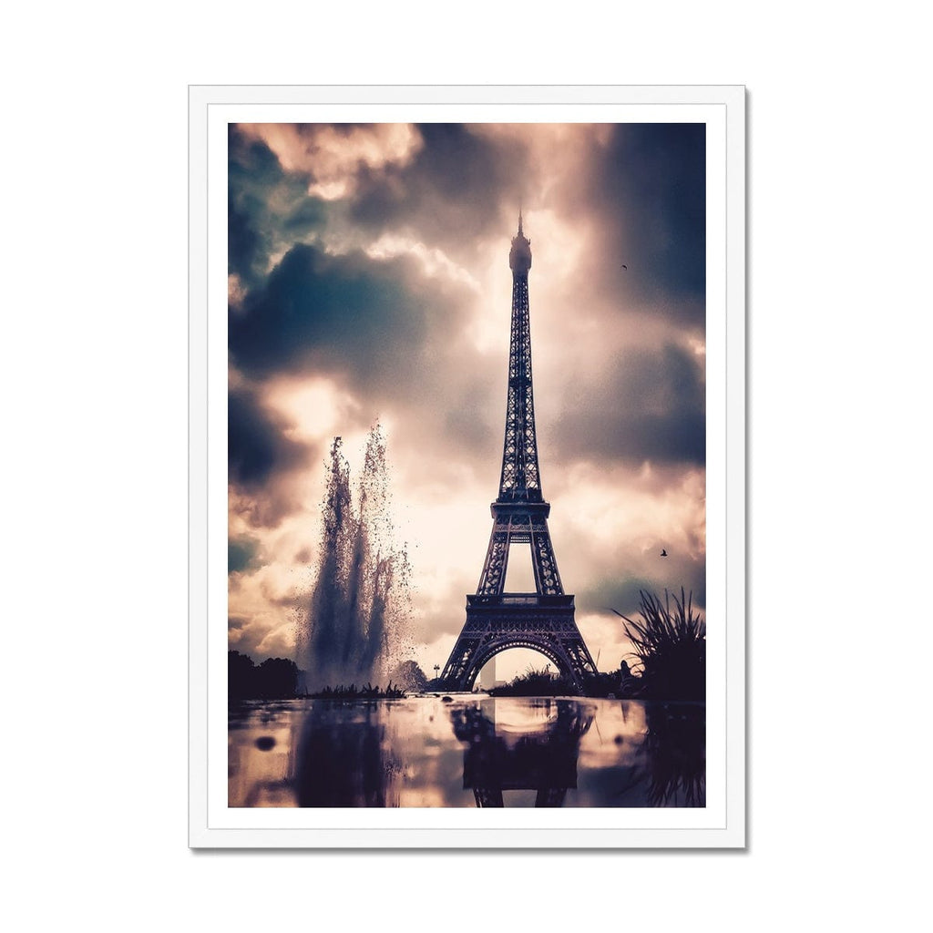 SeekandRamble Framed A4 Portrait / White Frame Eiffel Tower Skyline Framed Print