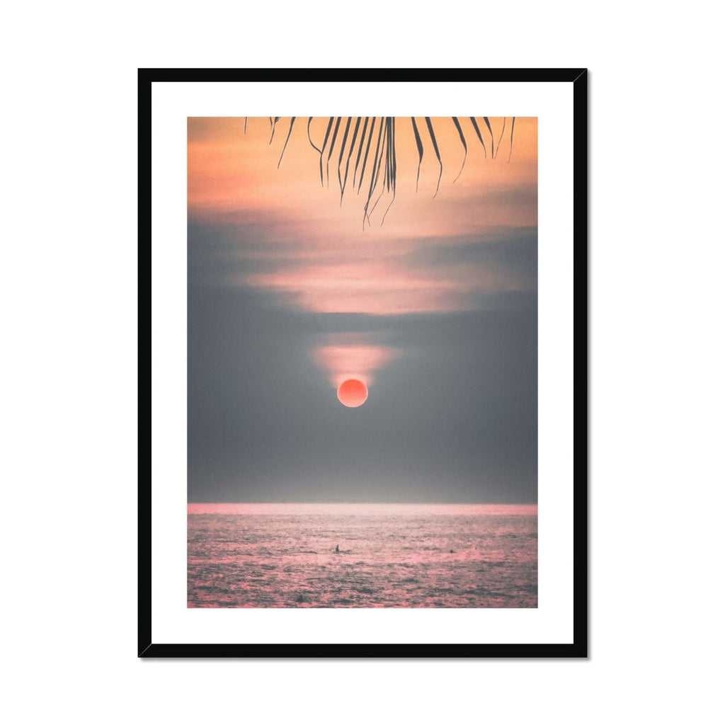 Seek & Ramble Framed A2 Portrait / Black Frame Sunset Beach  Framed & Mounted Print