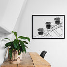 Seek & Ramble Framed Ferris Wheel Black & White Framed & Mounted Print