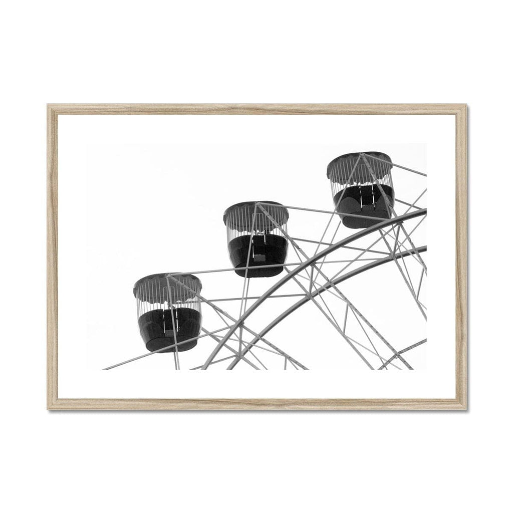 Seek & Ramble Framed A4 Landscape / Natural Frame Ferris Wheel Black & White Framed & Mounted Print