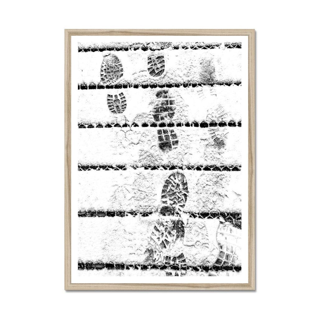 SeekandRamble Framed 20"x28" / Natural Frame Footprints In The Snow Framed Print