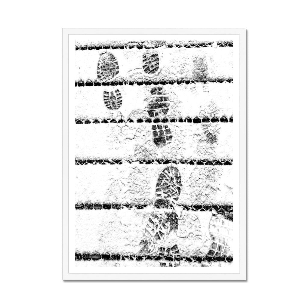 SeekandRamble Framed 20"x28" / White Frame Footprints In The Snow Framed Print