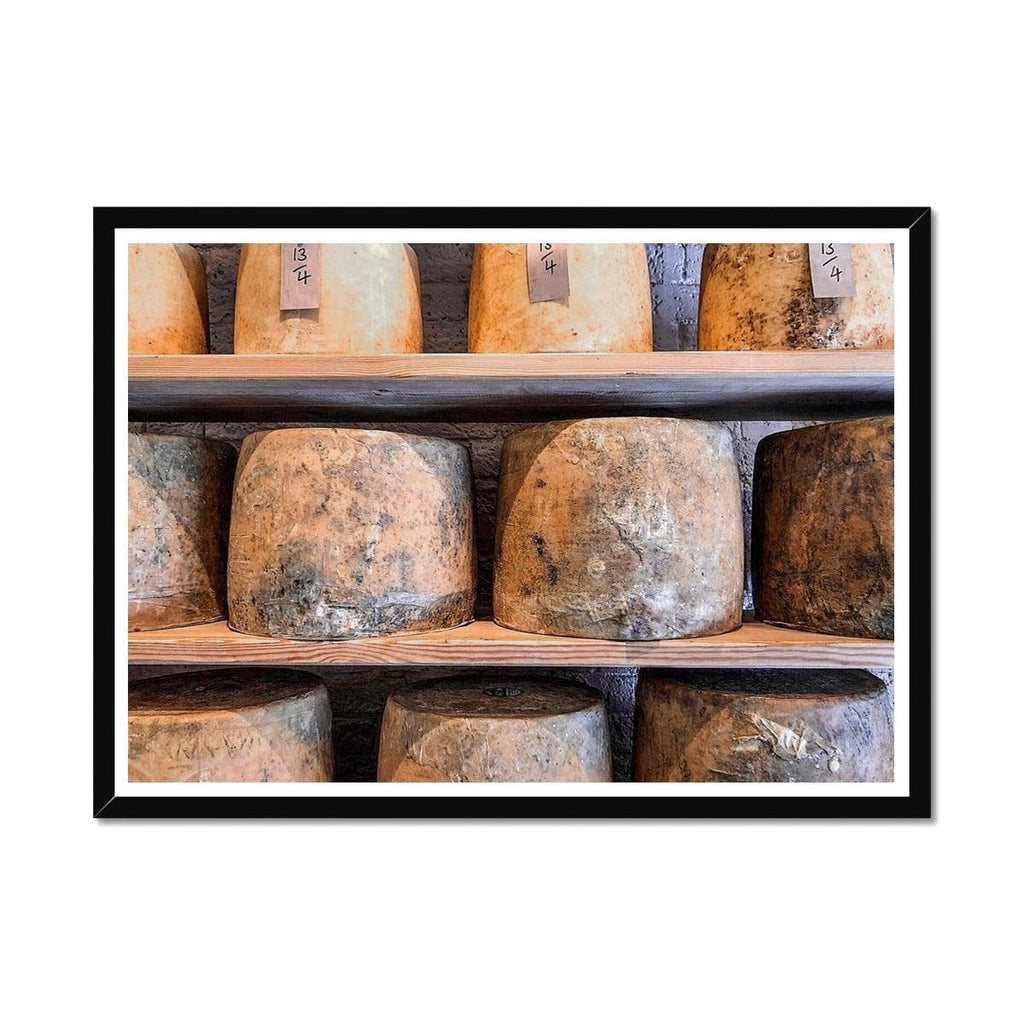 SeekandRamble Framed 28"x20" / Black Frame Fromagerie Wheels Of Cheese Framed Print