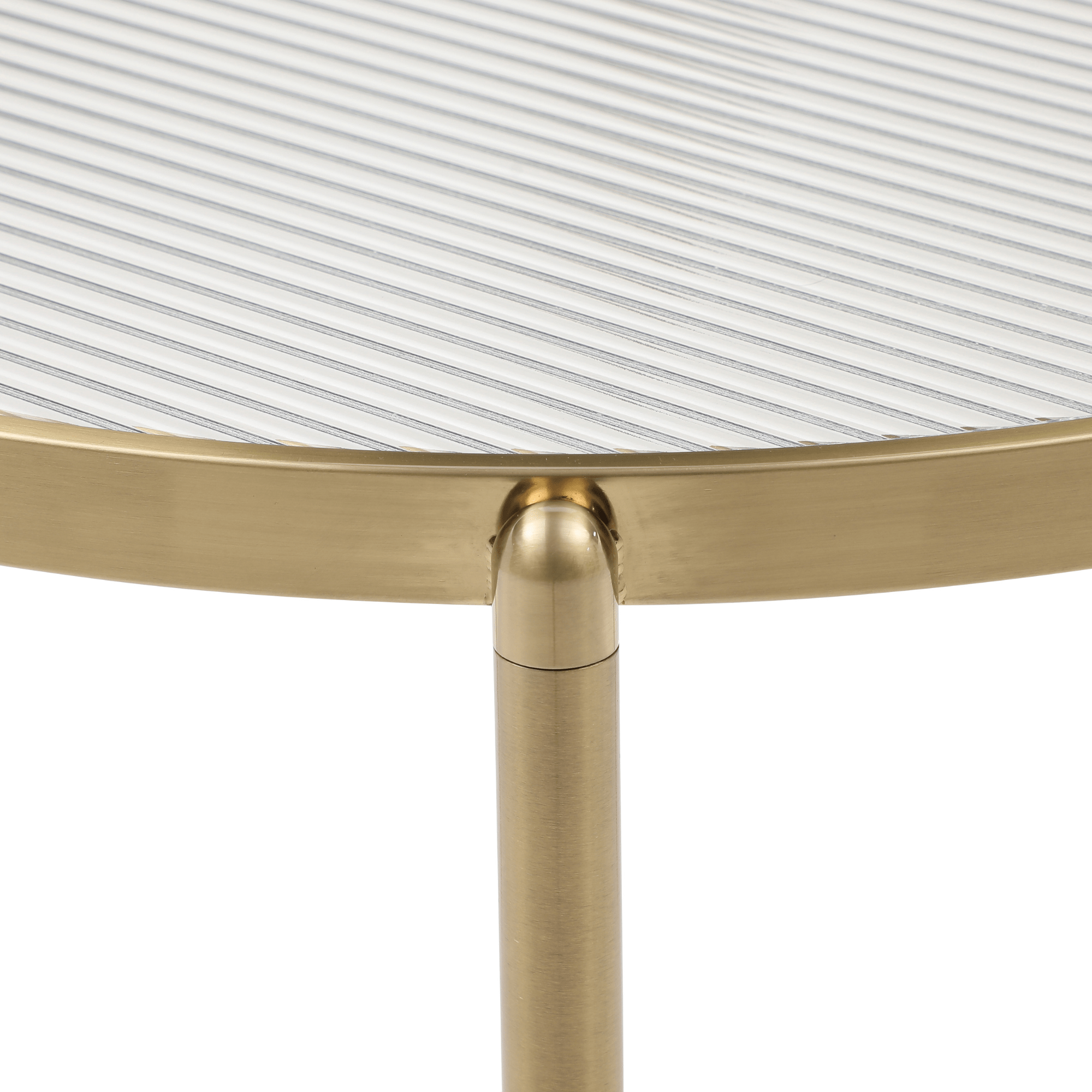 Seek & Ramble Side Table Gatsby 48cm Round Side Table Fluted Glass Gold Metal