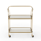 Seek & Ramble Bar Trolley Gatsby Bar Cart Fluted Glass & Gold Metal | Foldable Storage Shelf & Trolley