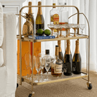 Seek & Ramble Bar Trolley Gatsby Bar Cart Fluted Glass & Gold Metal | Foldable Storage Shelf & Trolley