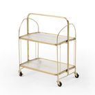 Seek & Ramble Bar Trolley Gatsby Bar Cart Fluted Glass & Gold Metal | Foldable Storage Shelf & Trolley
