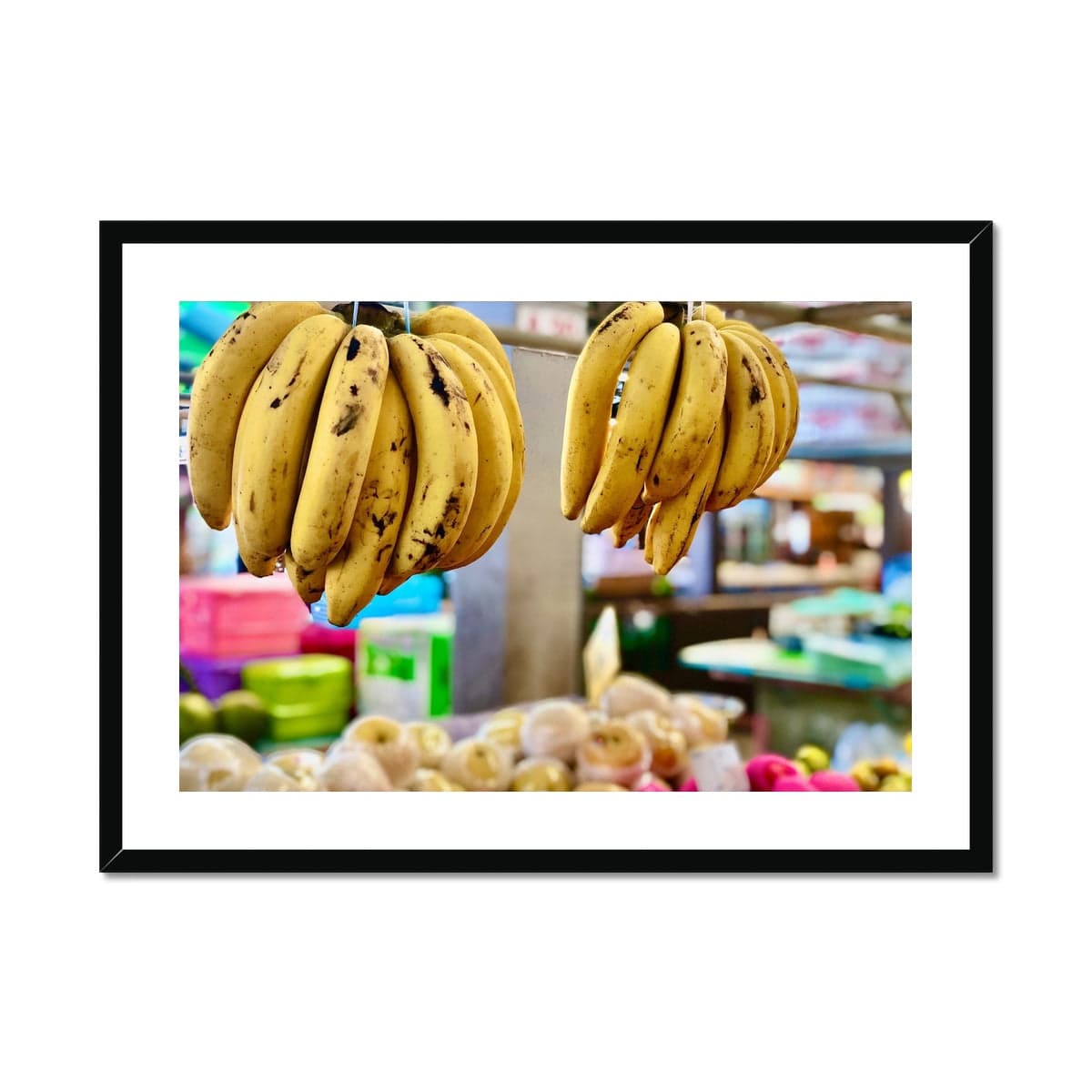 Adam Davies Framed A4 Landscape (29x21cm) / Black Frame Going Bananas Thai Market Framed & Mounted Print