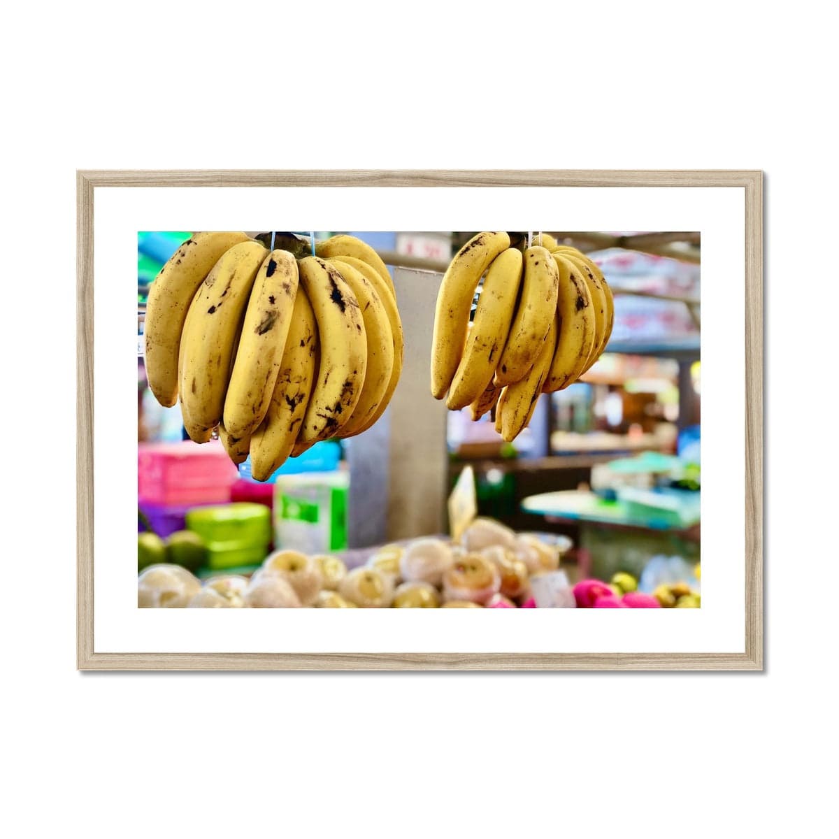 Adam Davies Framed A4 Landscape (29x21cm) / Natural Frame Going Bananas Thai Market Framed & Mounted Print