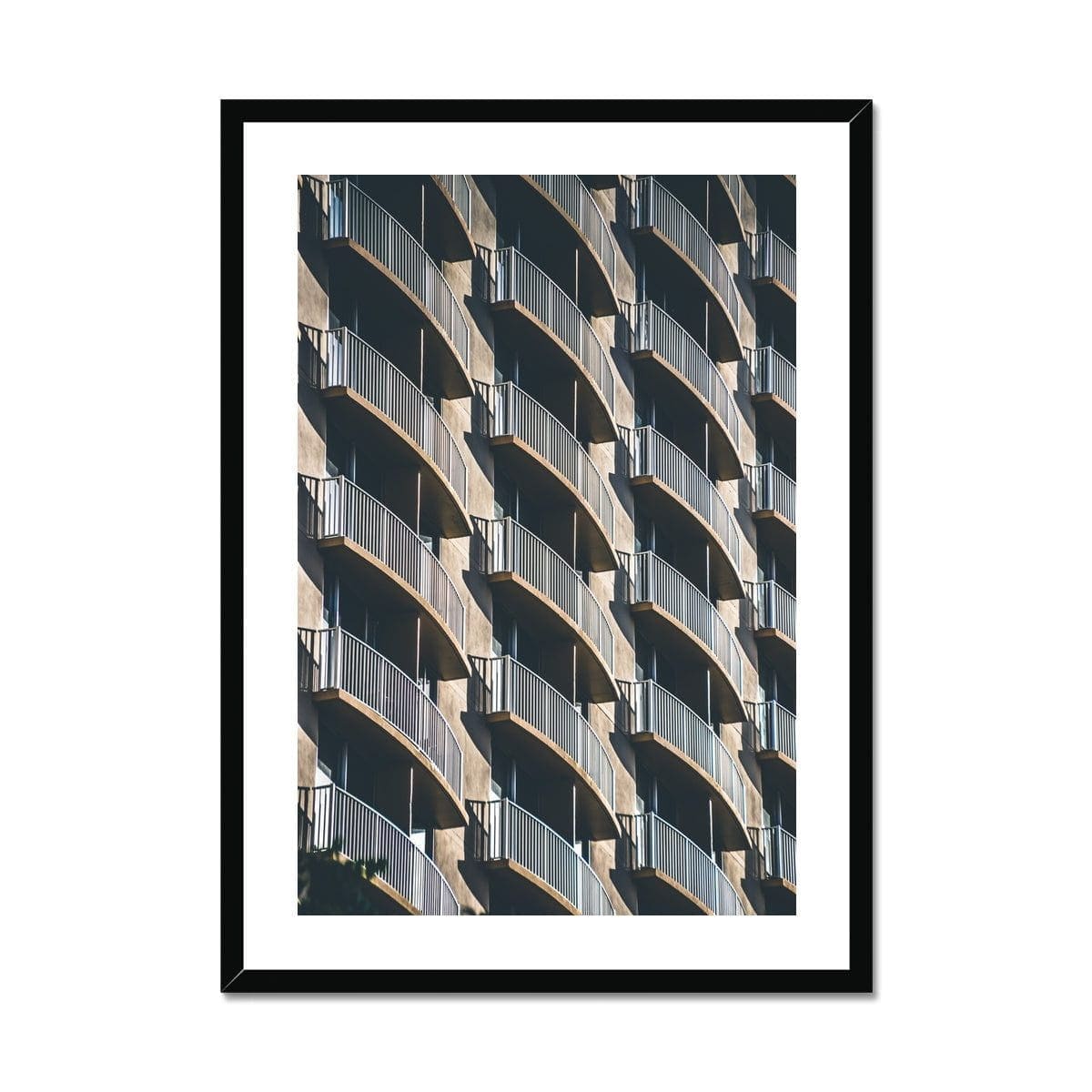 Prodigi Framed A4 Portrait / Black Frame Golden Waikiki Balconies Framed Print
