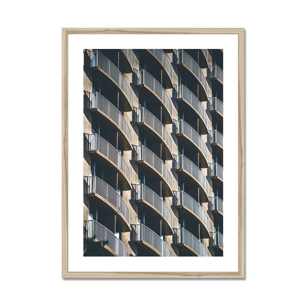 SeekandRamble Framed 20"x28" / Natural Frame Golden Waikiki Balconies Framed Print
