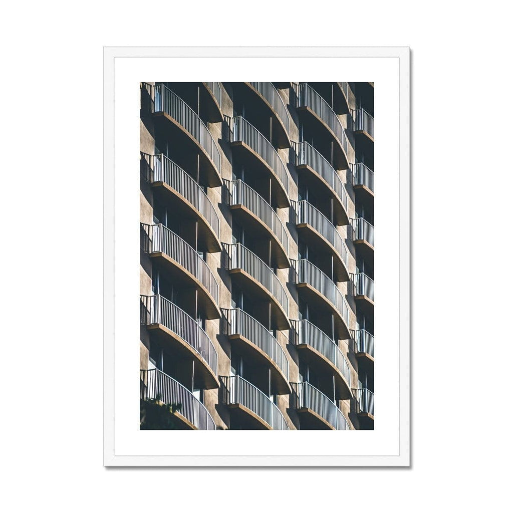 SeekandRamble Framed 20"x28" / White Frame Golden Waikiki Balconies Framed Print