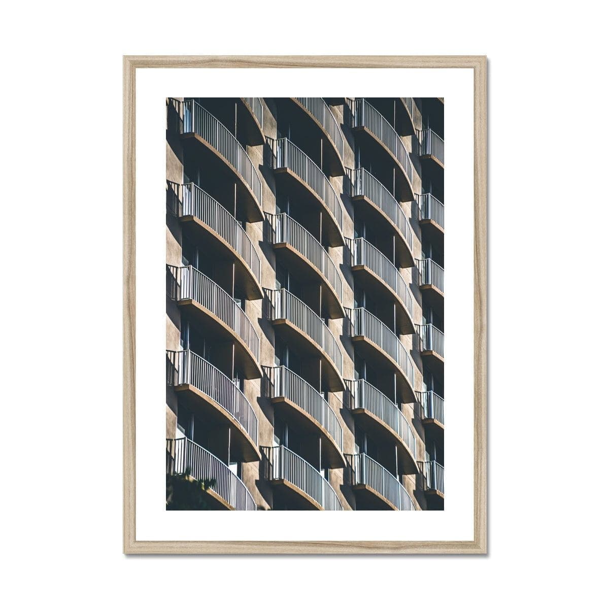 Prodigi Framed A4 Portrait / Natural Frame Golden Waikiki Balconies Framed Print