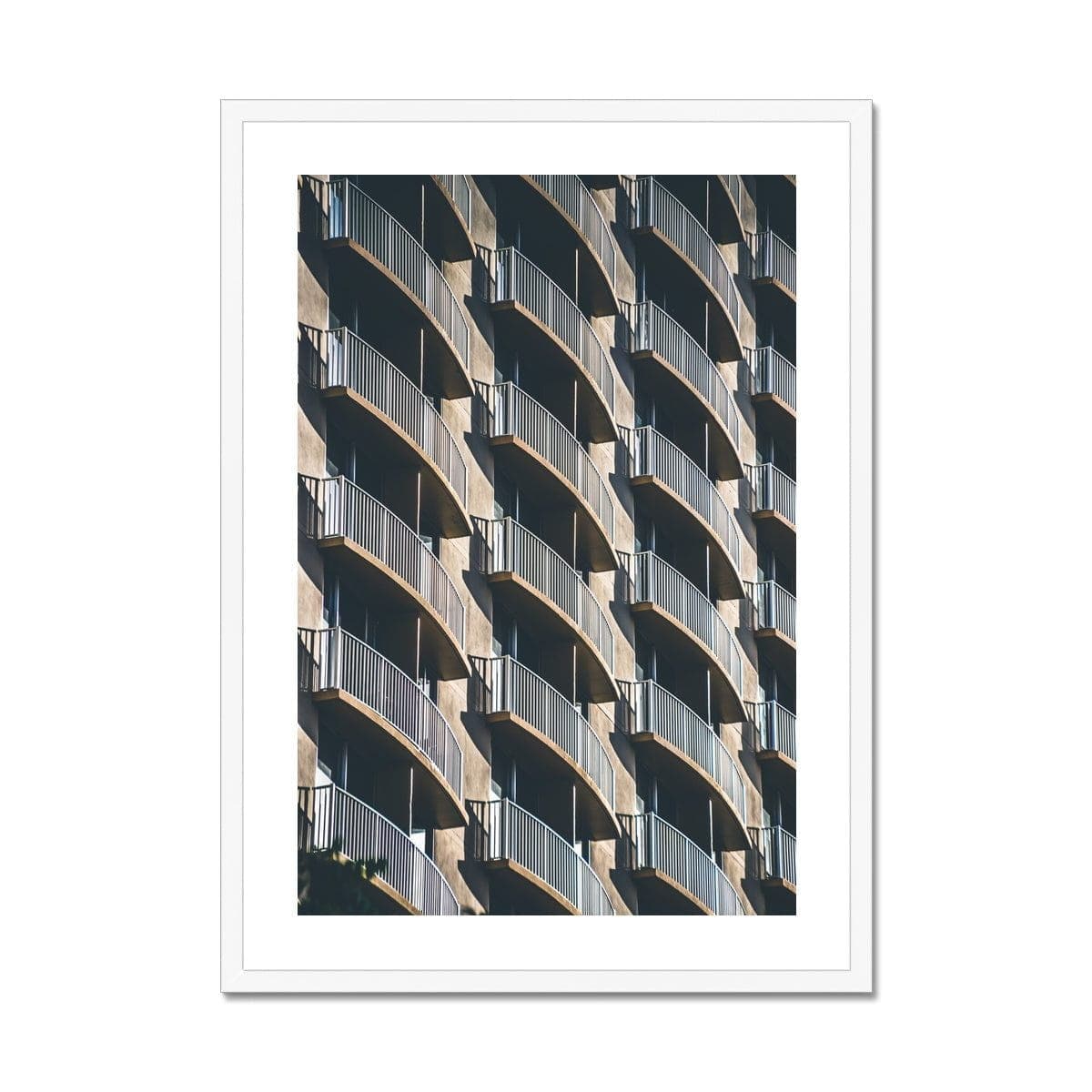 Prodigi Framed A4 Portrait / White Frame Golden Waikiki Balconies Framed Print