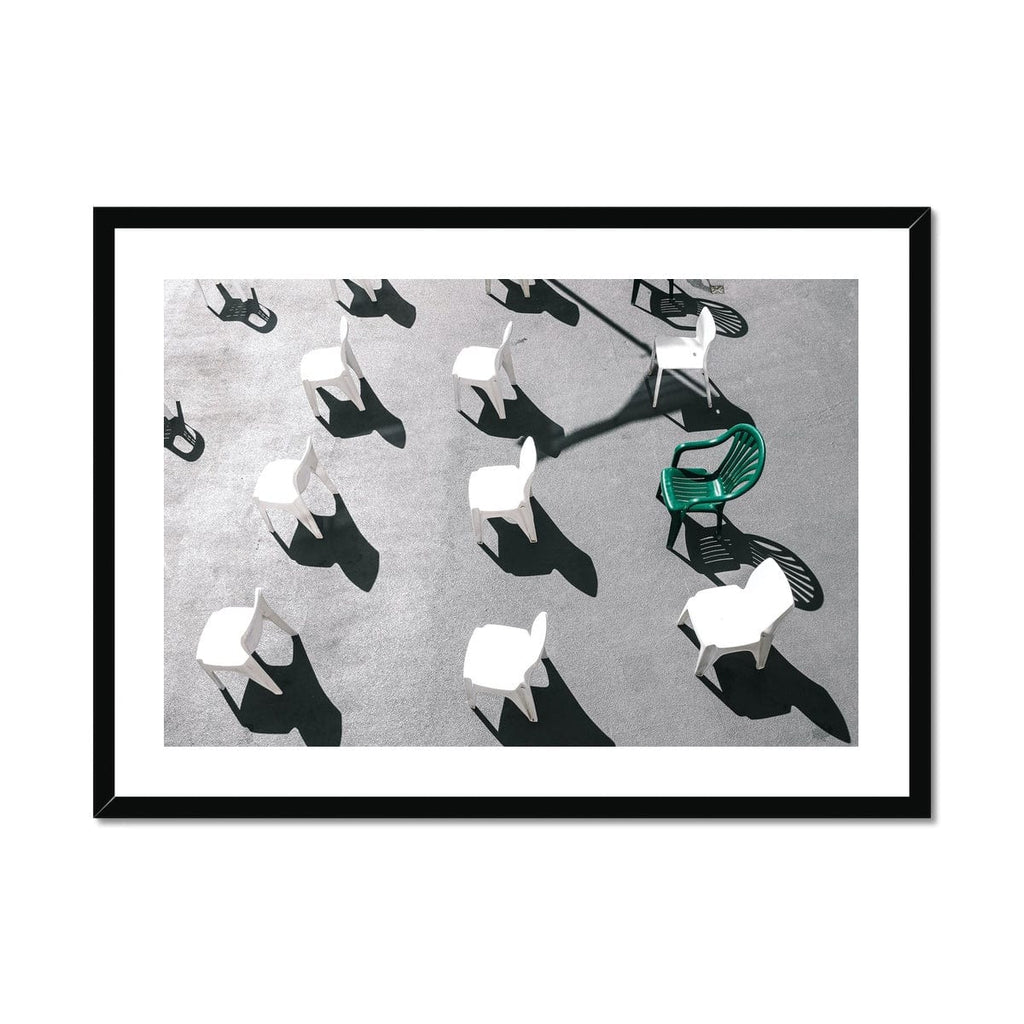 SeekandRamble Framed A4 Landscape (29x21cm) / Black Frame Green Chair Still Life Framed Print