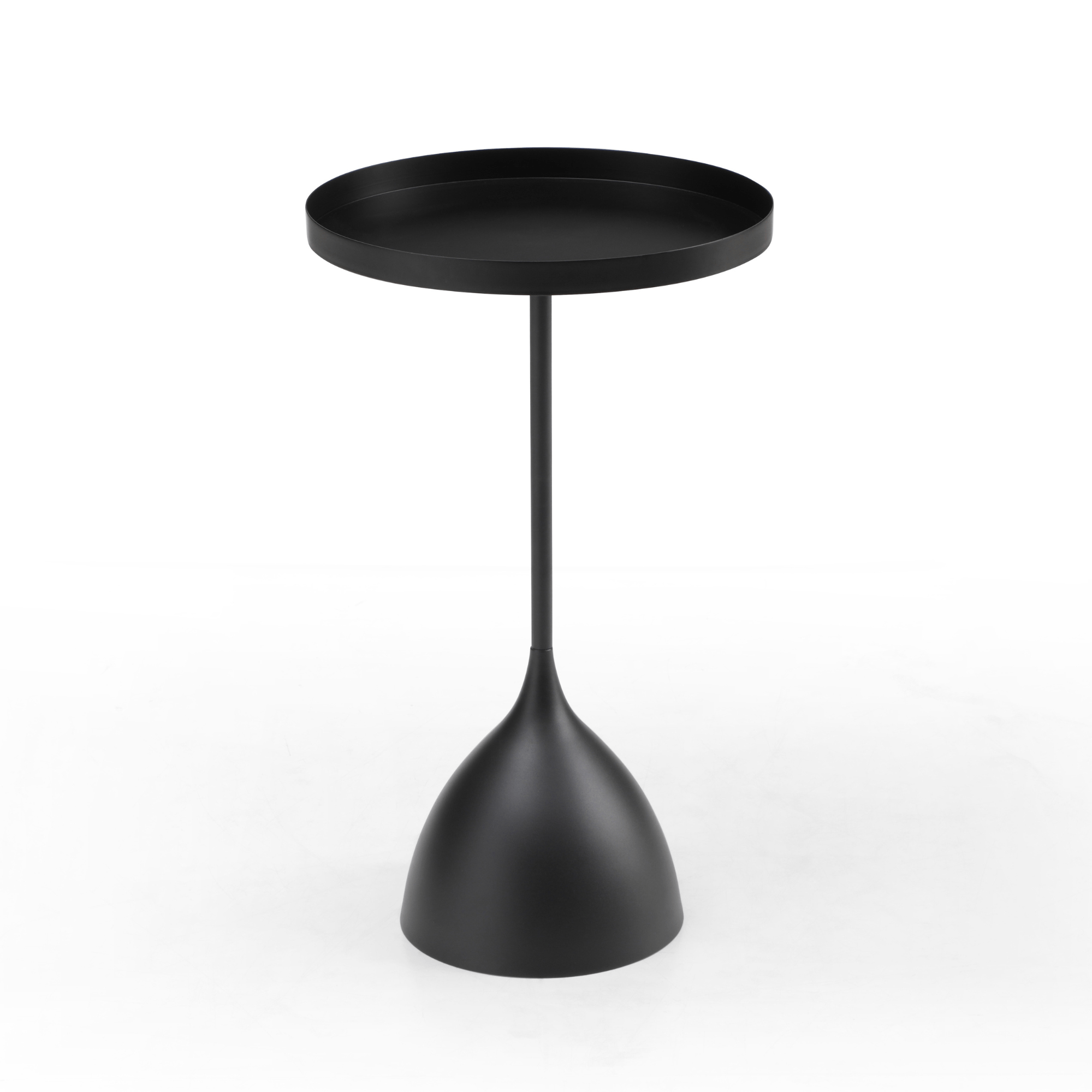 Harrison Round 40cm Side Table Black Metal Tray Top Pedestal Base