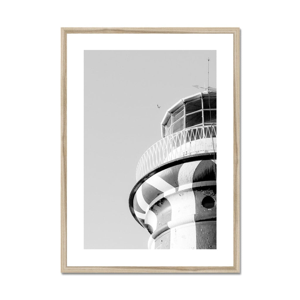 SeekandRamble Framed 12"x16" (30.48x40.64cm) / Natural Frame Hornby Lighthouse Sydney Black and White Framed Print
