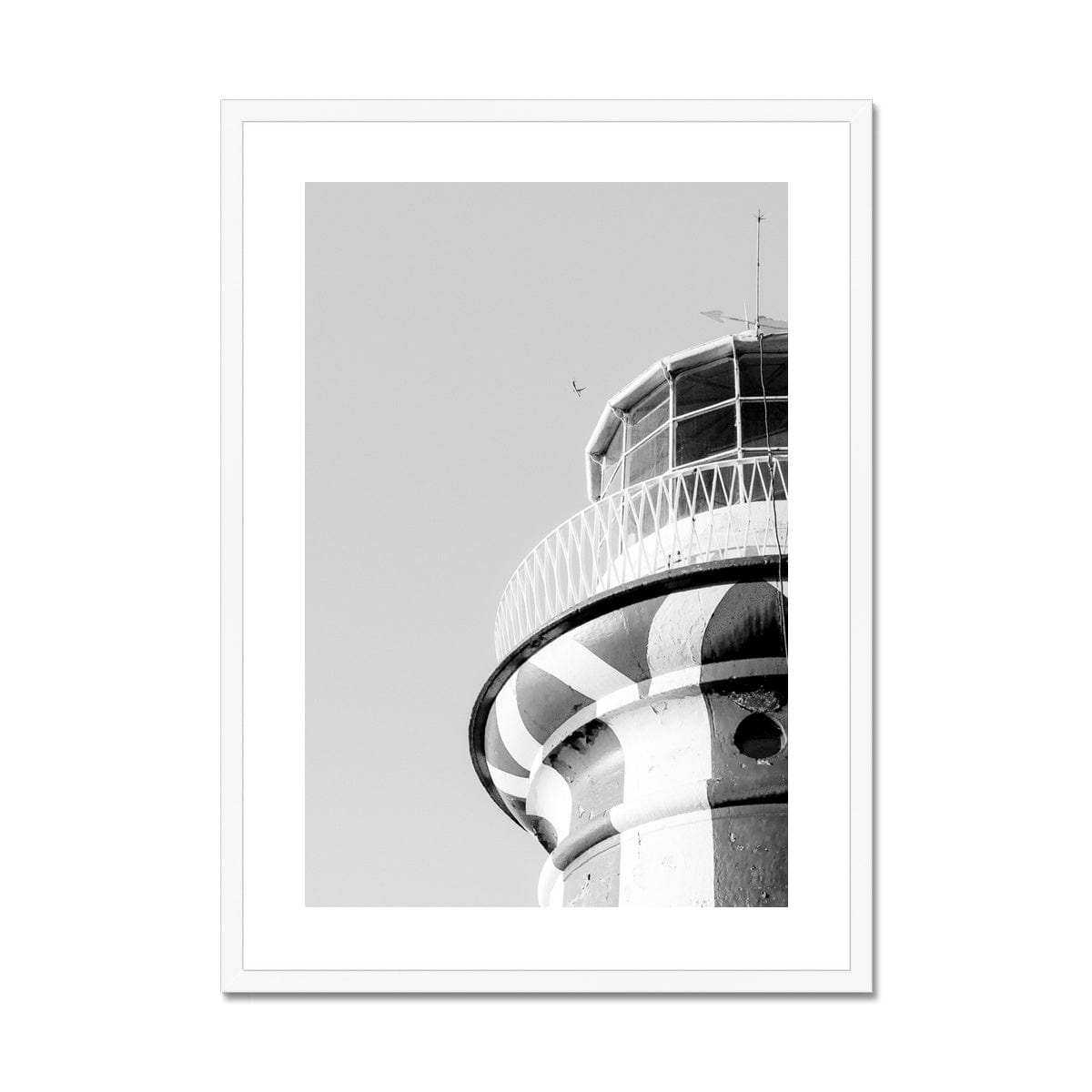 Adam Davies Framed 12"x16" (30.48x40.64cm) / White Frame Hornby Lighthouse Sydney Black and White Framed Print