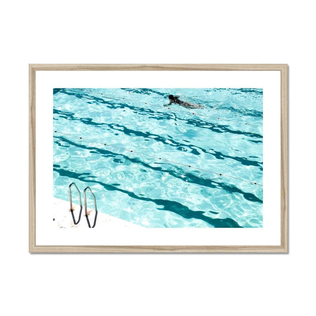 SeekandRamble Framed A4 Landscape / Natural Frame Icebergs Swimmer Framed & Mounted Print