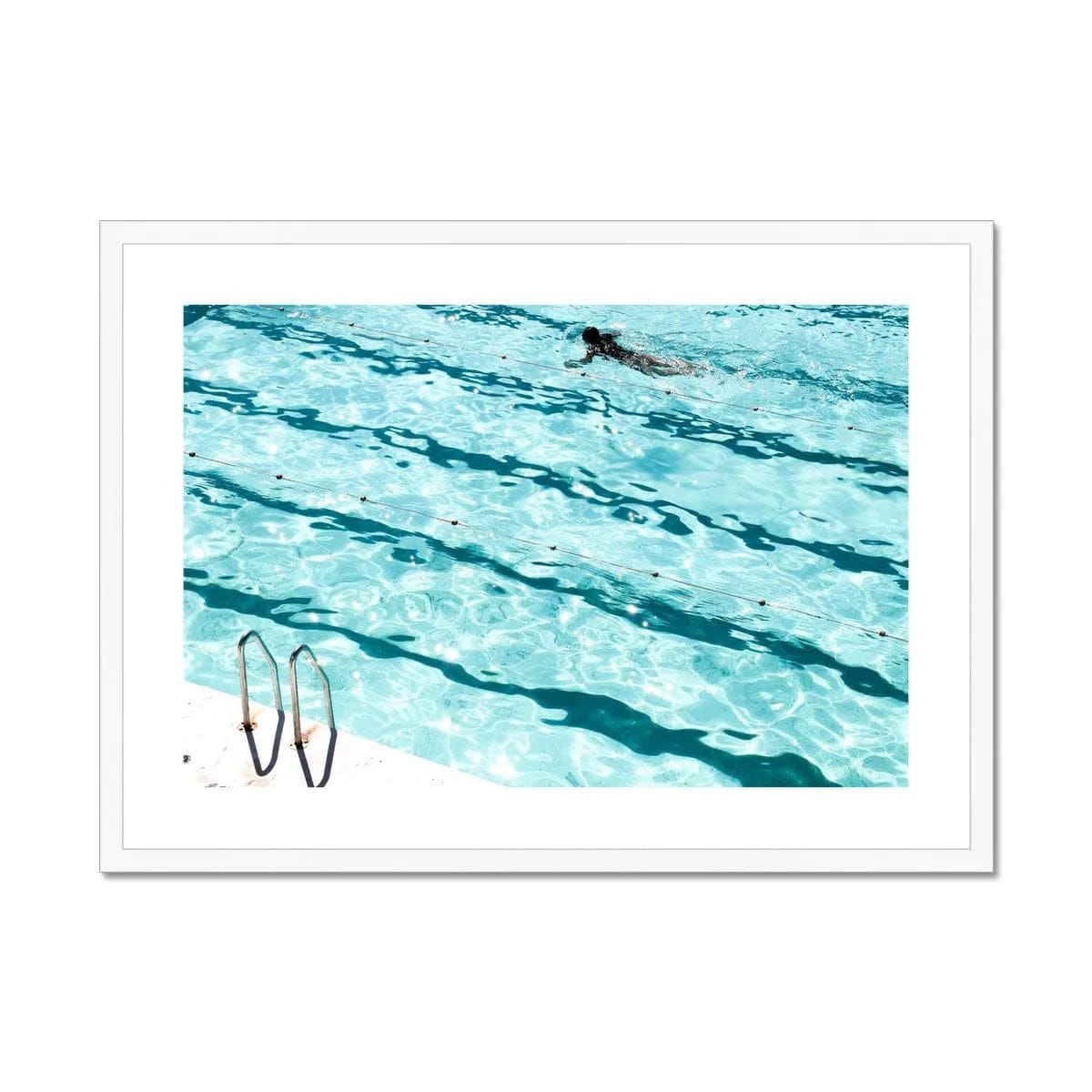 Seek & Ramble Framed A4 Landscape / White Frame Bondi Icebergs Swimmer Coastal Framed & Mounted Print