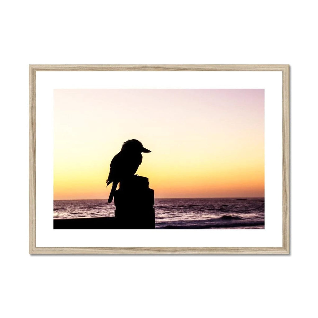 SeekandRamble Framed 40"x28" / Natural Frame Kookaburra Silhouette Flynns Beach Framed Print