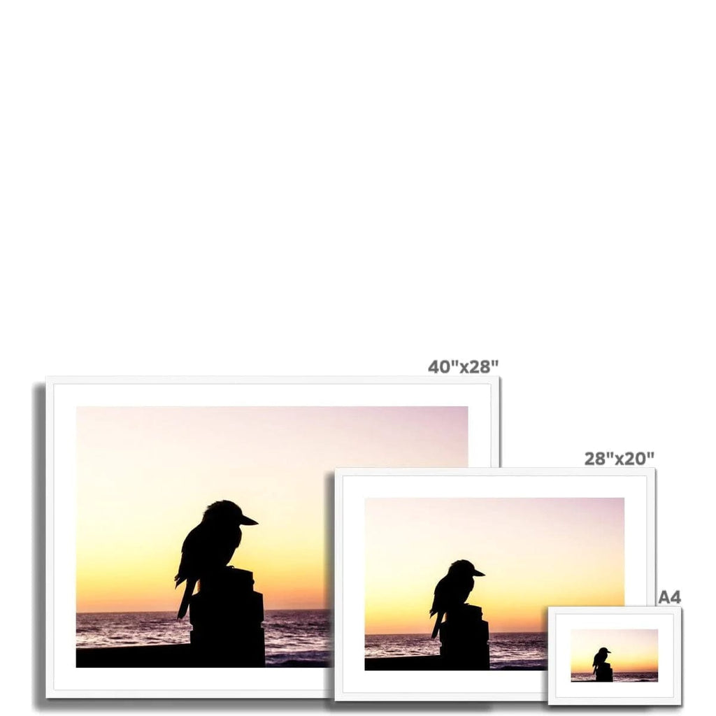 SeekandRamble Framed Kookaburra Silhouette Flynns Beach Framed Print