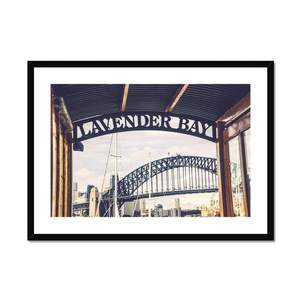 Seek & Ramble Framed A4 Landscape / Black Frame Lavender Bay Wharf Sydney Framed & Mounted Print