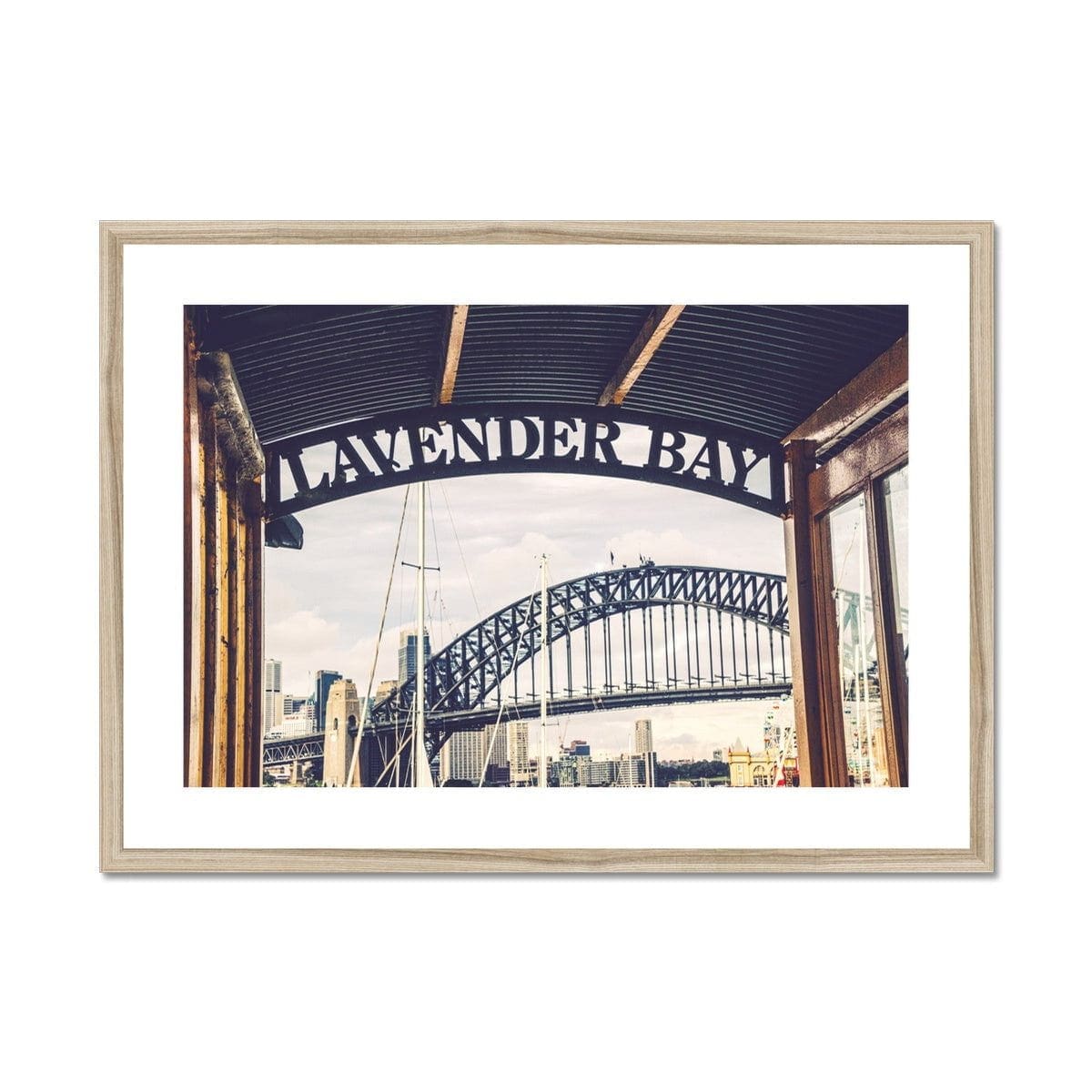 Seek & Ramble Framed A4 Landscape / Natural Frame Lavender Bay Wharf Sydney Framed & Mounted Print