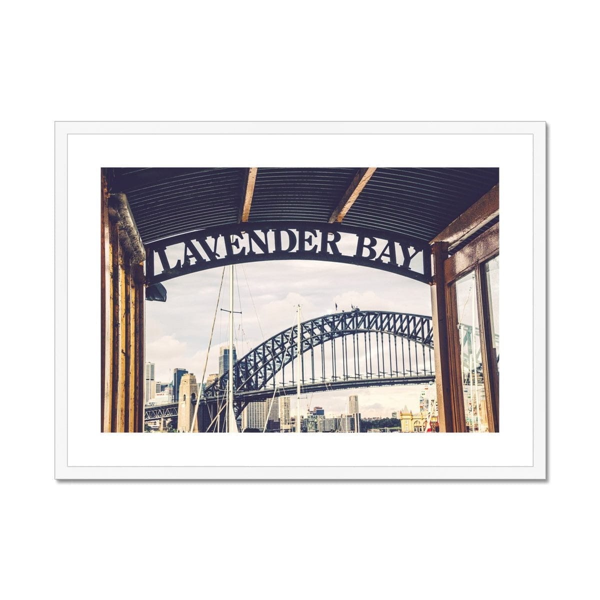 Seek & Ramble Framed A4 Landscape / White Frame Lavender Bay Wharf Sydney Framed & Mounted Print