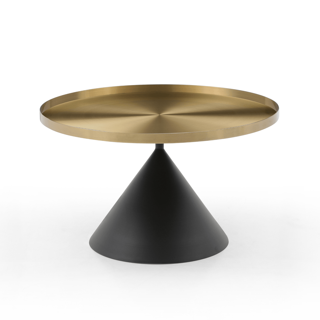 Seek & Ramble Coffee Tables Lloyd Round 76cm Coffee Table Metal Brushed Gold & Black Cone Base