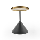 Seek & Ramble Side Table Lloyd Round 50cm Side Table Metal Brushed Gold & Black Cone Base