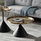 Seek & Ramble Coffee Tables Lloyd Round 76cm Coffee Table Metal Brushed Gold & Black Cone Base