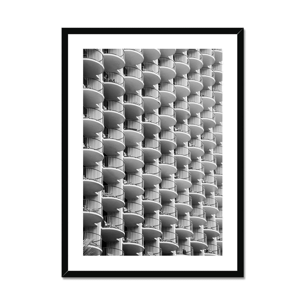 SeekandRamble Framed 20"x28" / Black Frame Lots of Waikiki Balconies Print
