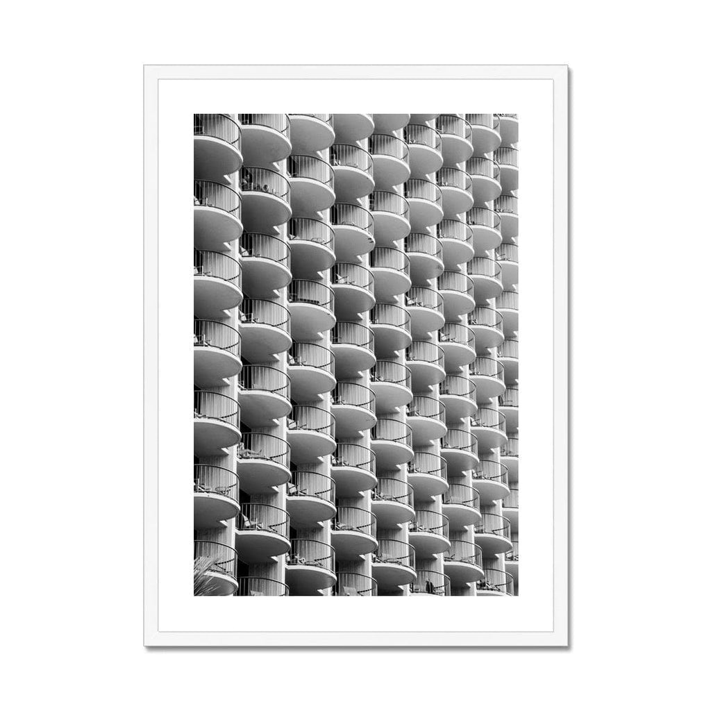 SeekandRamble Framed 20"x28" / White Frame Lots of Waikiki Balconies Print