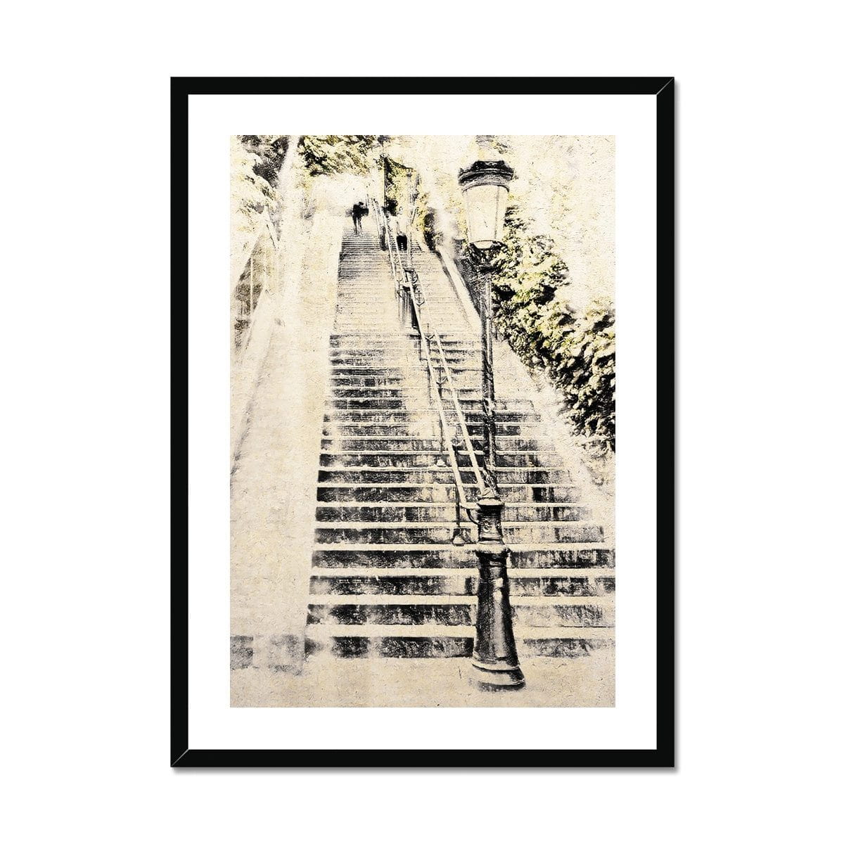 Seek & Ramble Framed 20"x28" / Black Frame Montmartre Stairs Paris Framed Print Framed Print