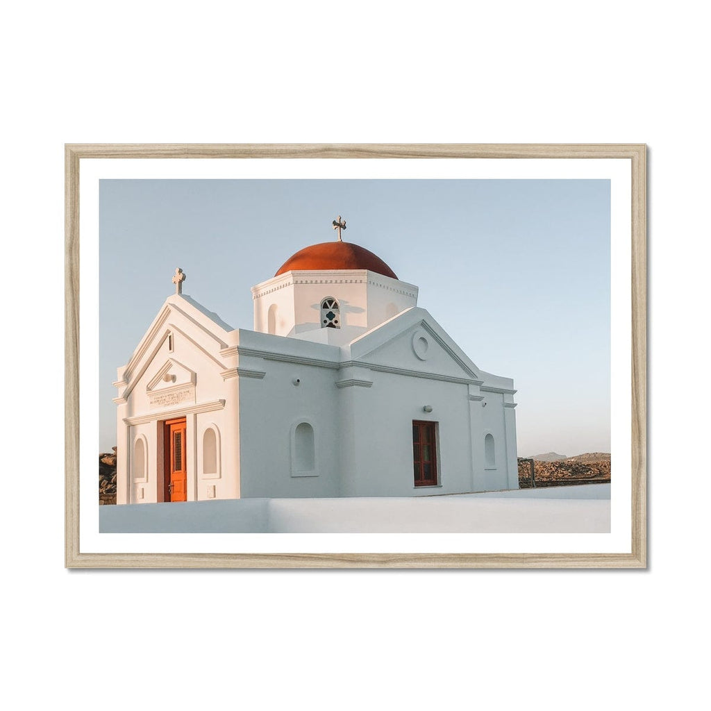 SeekandRamble Framed A4 Landscape / Natural Frame Mykonos House of Worship Framed Print