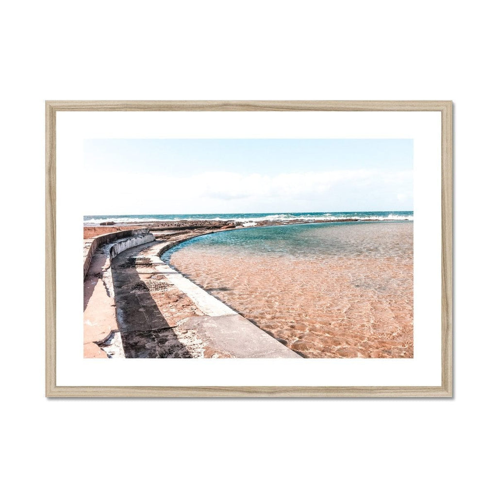 SeekandRamble Fine art 28"x20" / Natural Frame Newcastle Ocean Baths Framed & Mounted Print