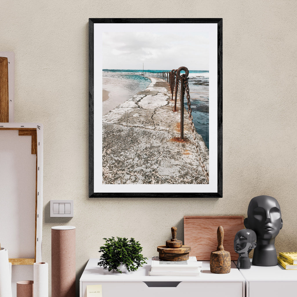 SeekandRamble Framed Newcastle Ocean Baths Rusting Fence Framed Print