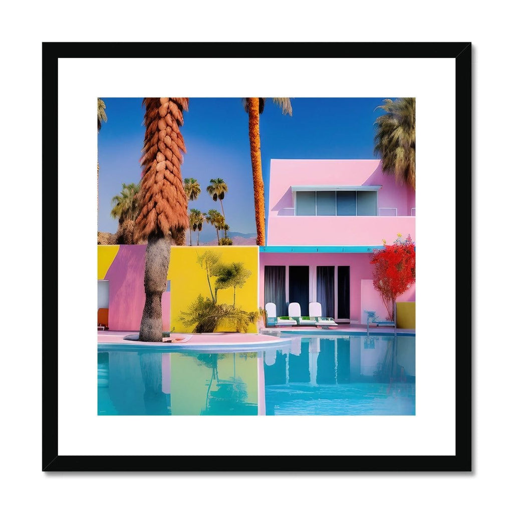 Seek & Ramble Framed 12"x12" / Black Frame Palm Springs Architecture Colour Ai Framed & Mounted Print