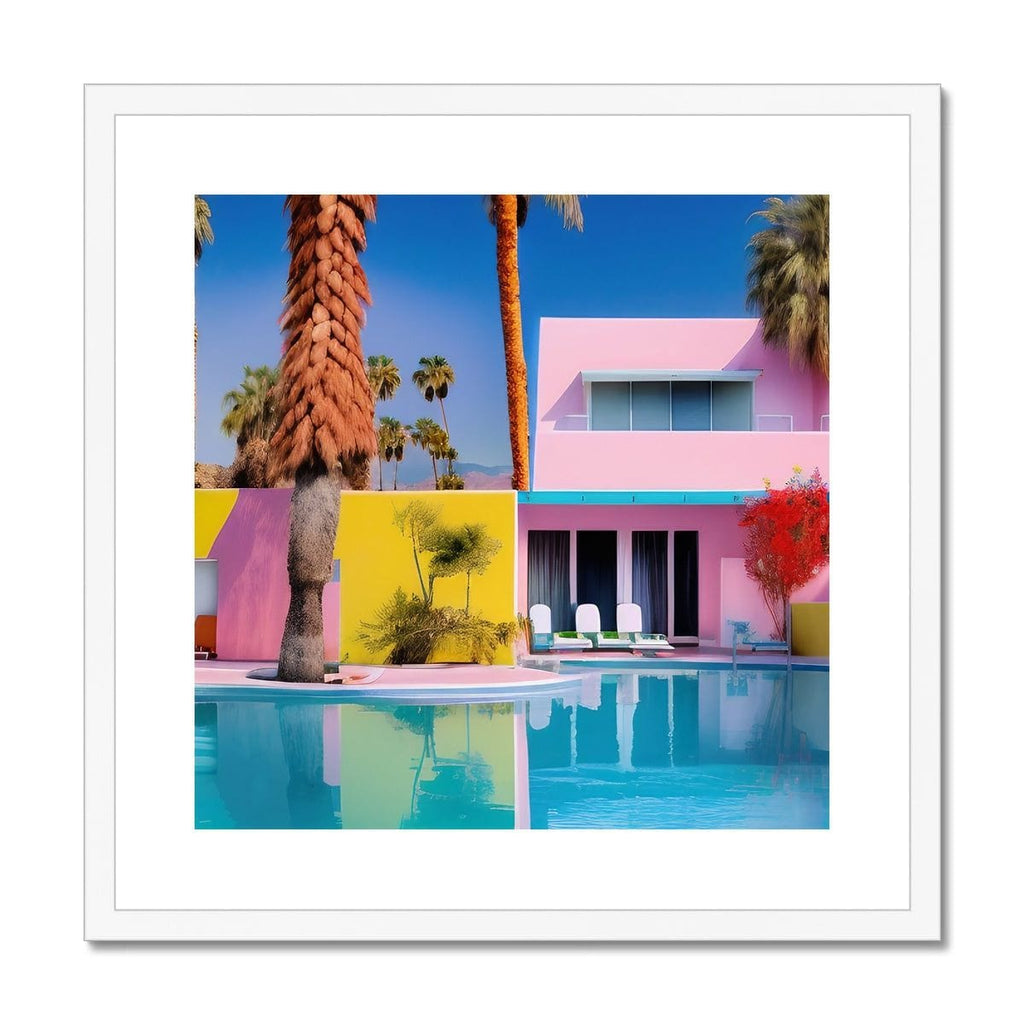 Seek & Ramble Framed 12"x12" / White Frame Palm Springs Architecture Colour Ai Framed & Mounted Print