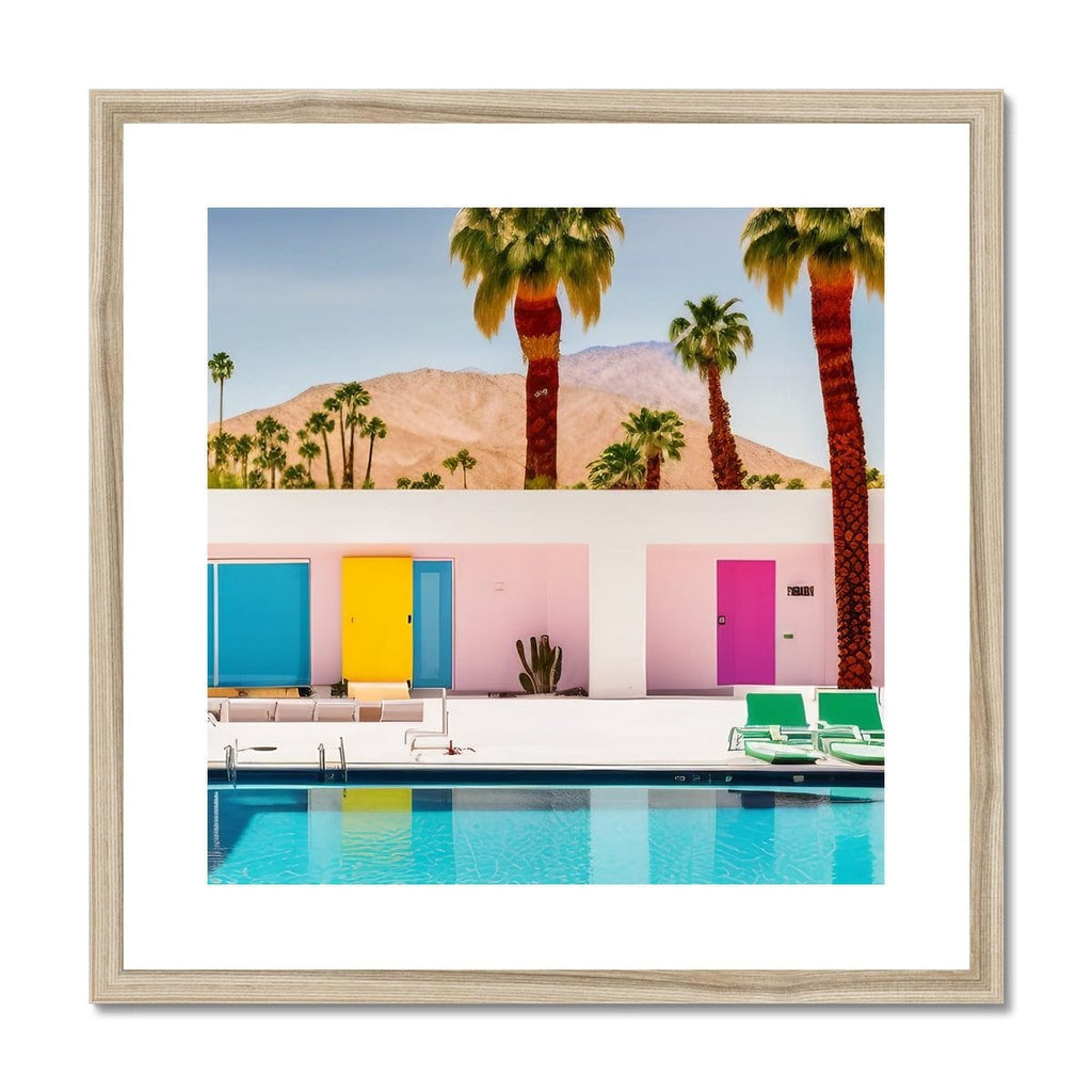 SeekandRamble Fine art 20"x20" / Natural Frame Palm Springs Coloured Doors  Framed & Mounted Print