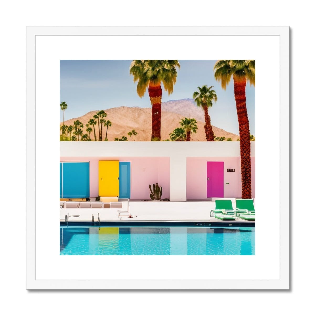 Seek & Ramble Framed 12"x12" / White Frame Palm Springs Coloured Doors Framed & Mounted Print